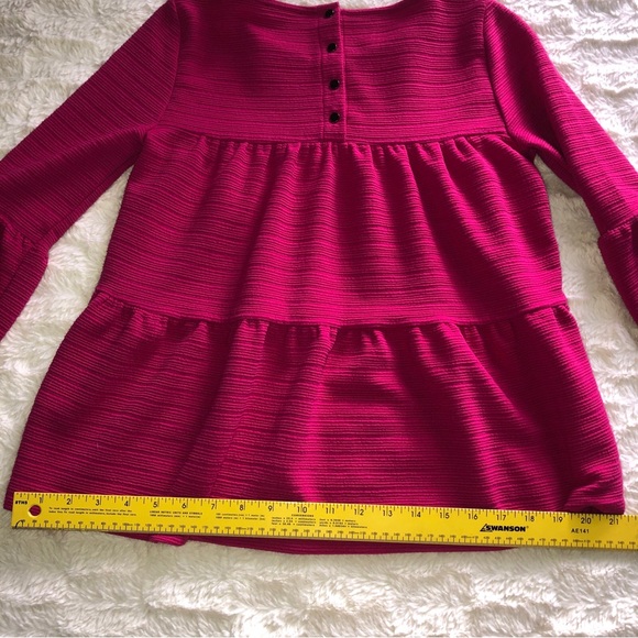 J crew XXS tiered swing top - bright pink. Button back detail - Picture 8 of 12